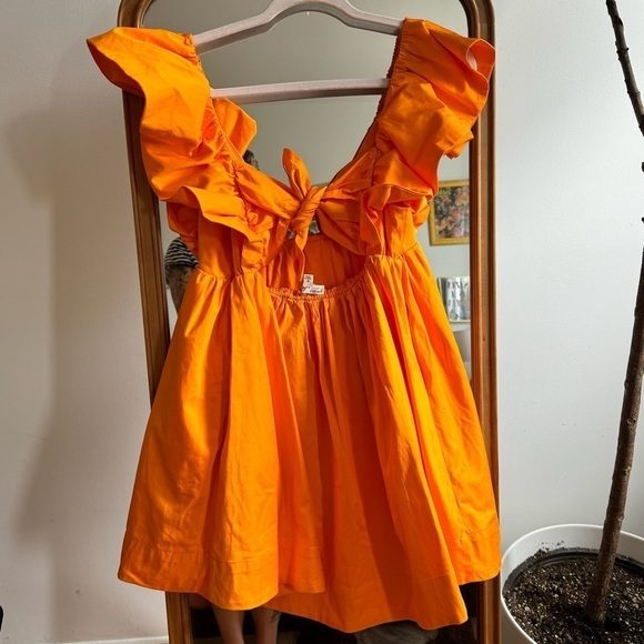 NWOT For Love and Lemons Clementine Dress Orange medium Flutter Sleeve Backless - Picture 4 of 6